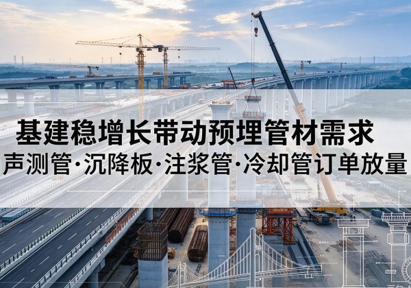 新建基建稳增长带动预埋监测管材需求，声测管、沉降板、注浆管订单持续放量